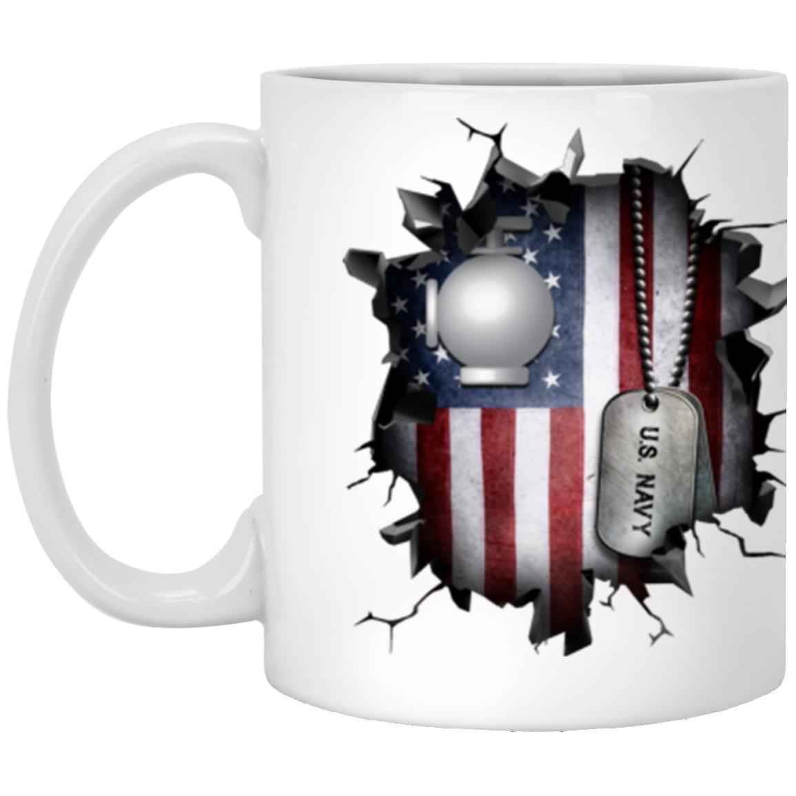 US Navy Utilitiesman Navy UT 3D Break Effect 11oz - 15oz White Mug