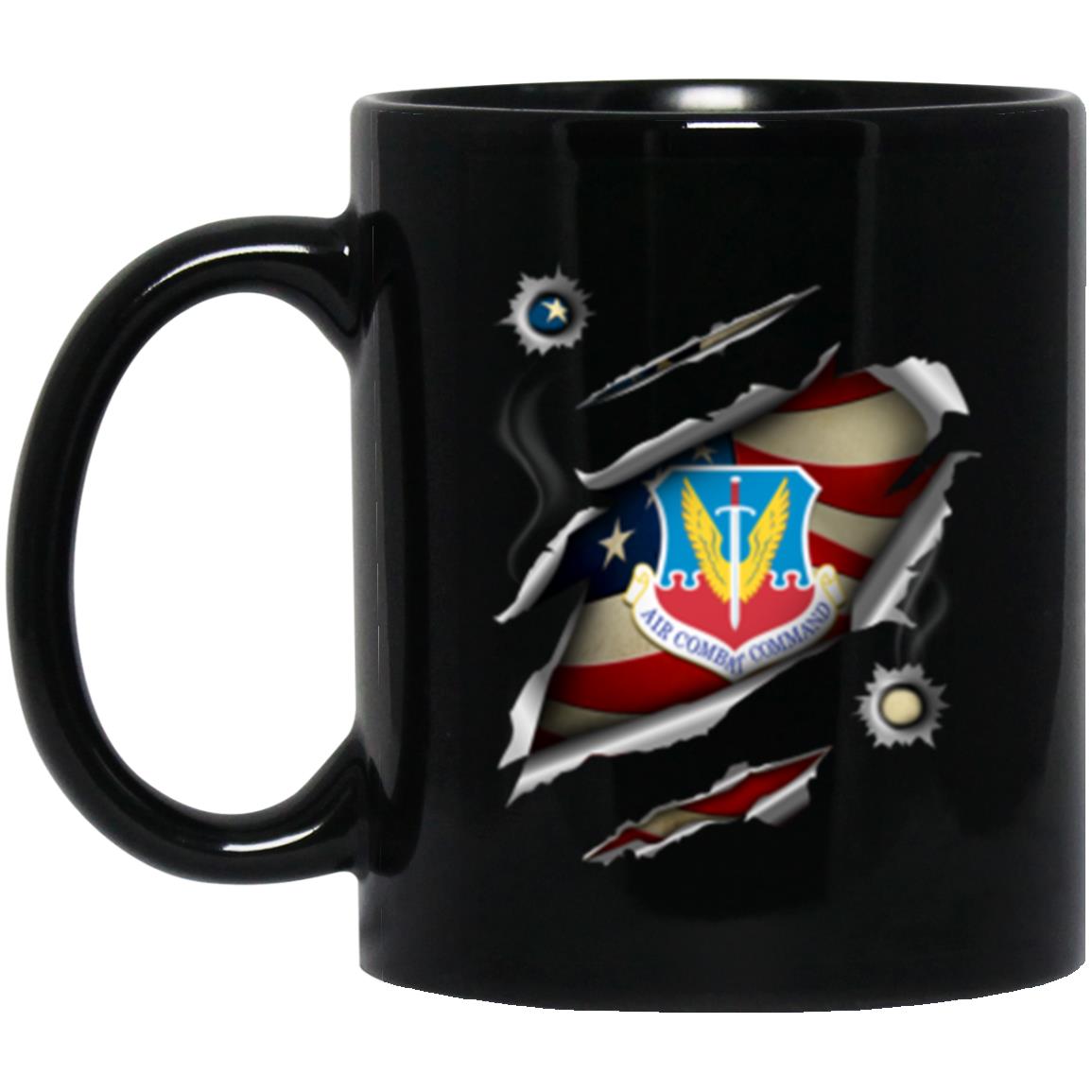 US Air Force Air Combat Command 3D Bullet Holes Effect 11oz - 15oz Black Mug