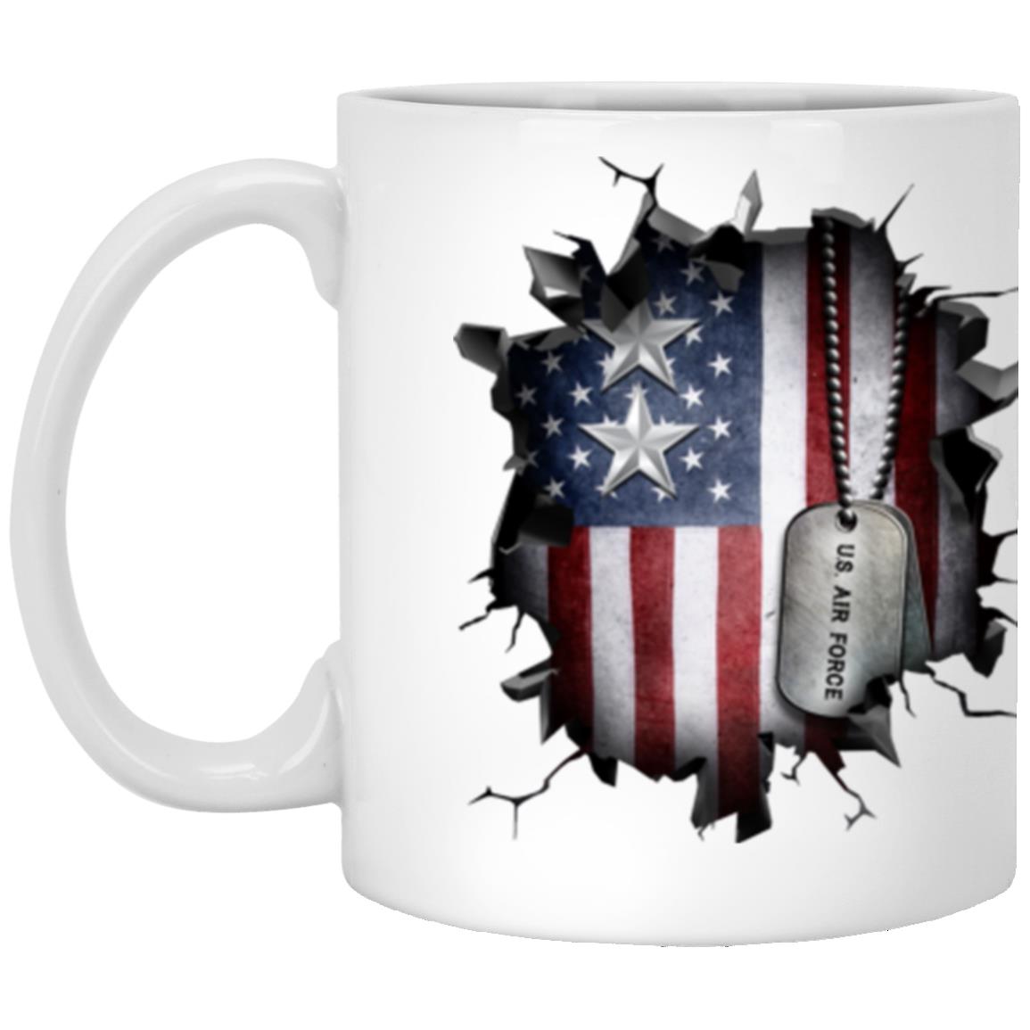 US Air Force O-8 Major General Maj G O8 General Officer Ranks 3D Break Effect Coffee Mug 11oz - 15oz White Mug