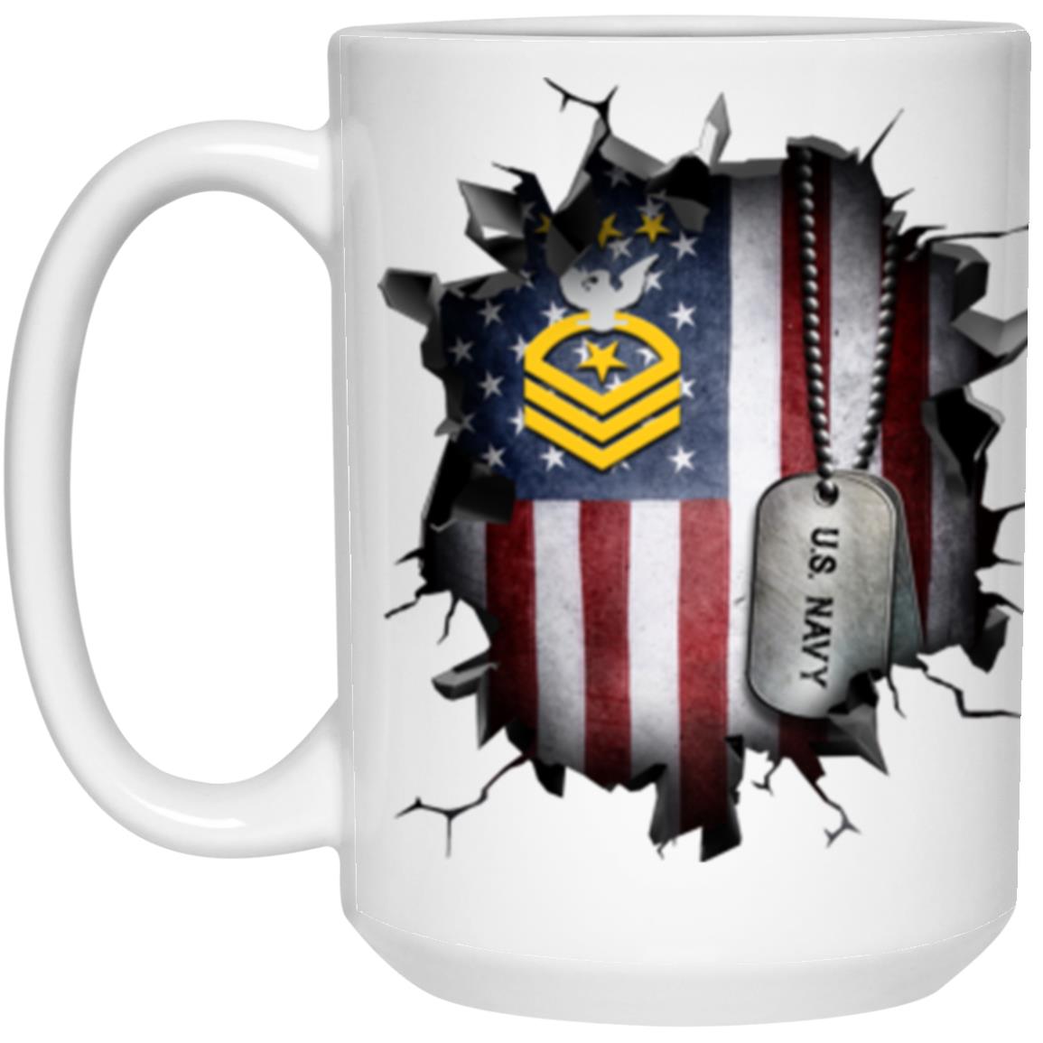 US Navy E-9 Master Chief Petty Officer Of The Navy E9 MCPON Collar Device 3D Break Effect Coffee Mug 11oz - 15oz White Mug