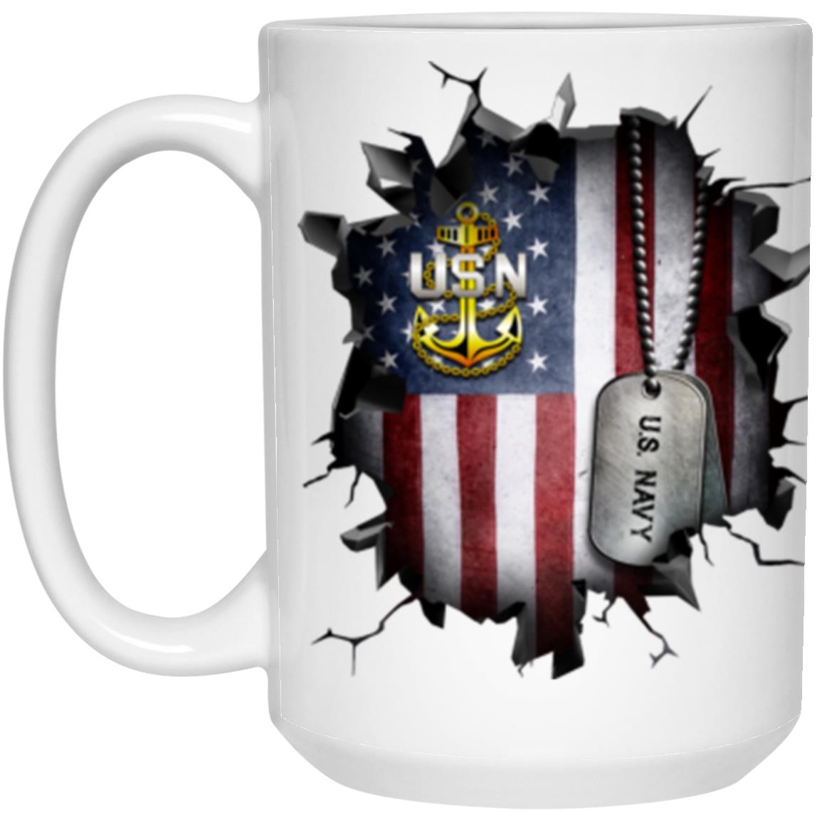 US Navy E-7 Chief Petty Officer E7 CPO Senior Noncommissioned Officer Collar Device 3D Break Effect Coffee Mug 11oz - 15oz White Mug