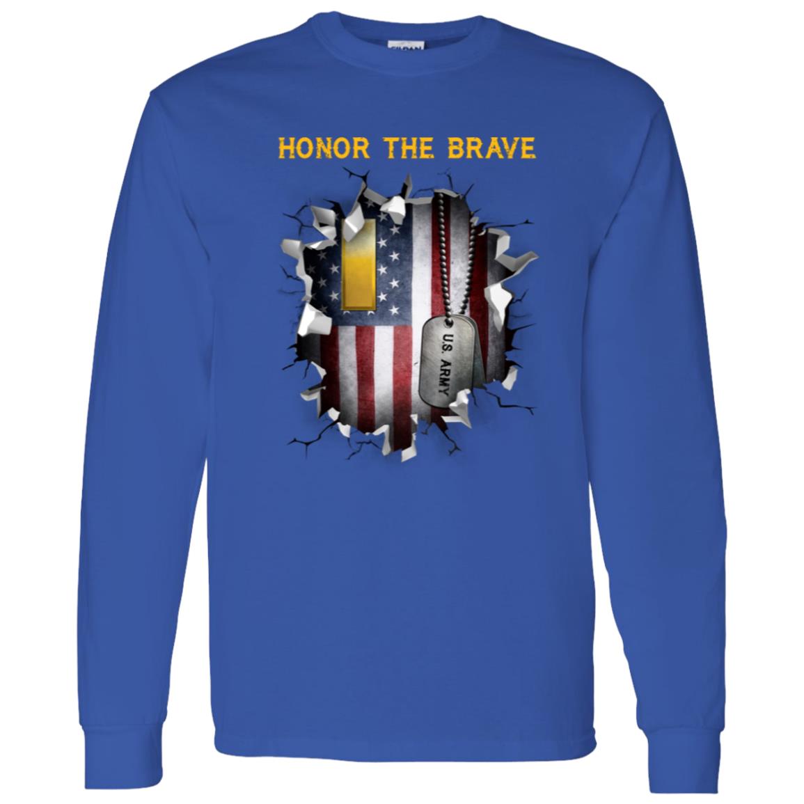 US Army O-1 Second Lieutenant O1 2LT Commissioned Officer - Honor The Brave Front Shirt