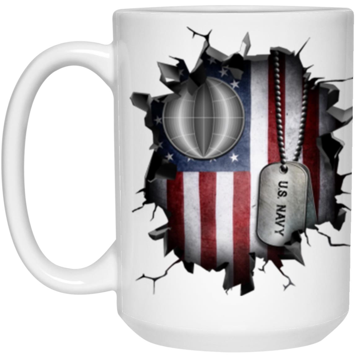 US Navy Electrician_s mate Navy EM 3D Break Effect 11oz - 15oz White Mug