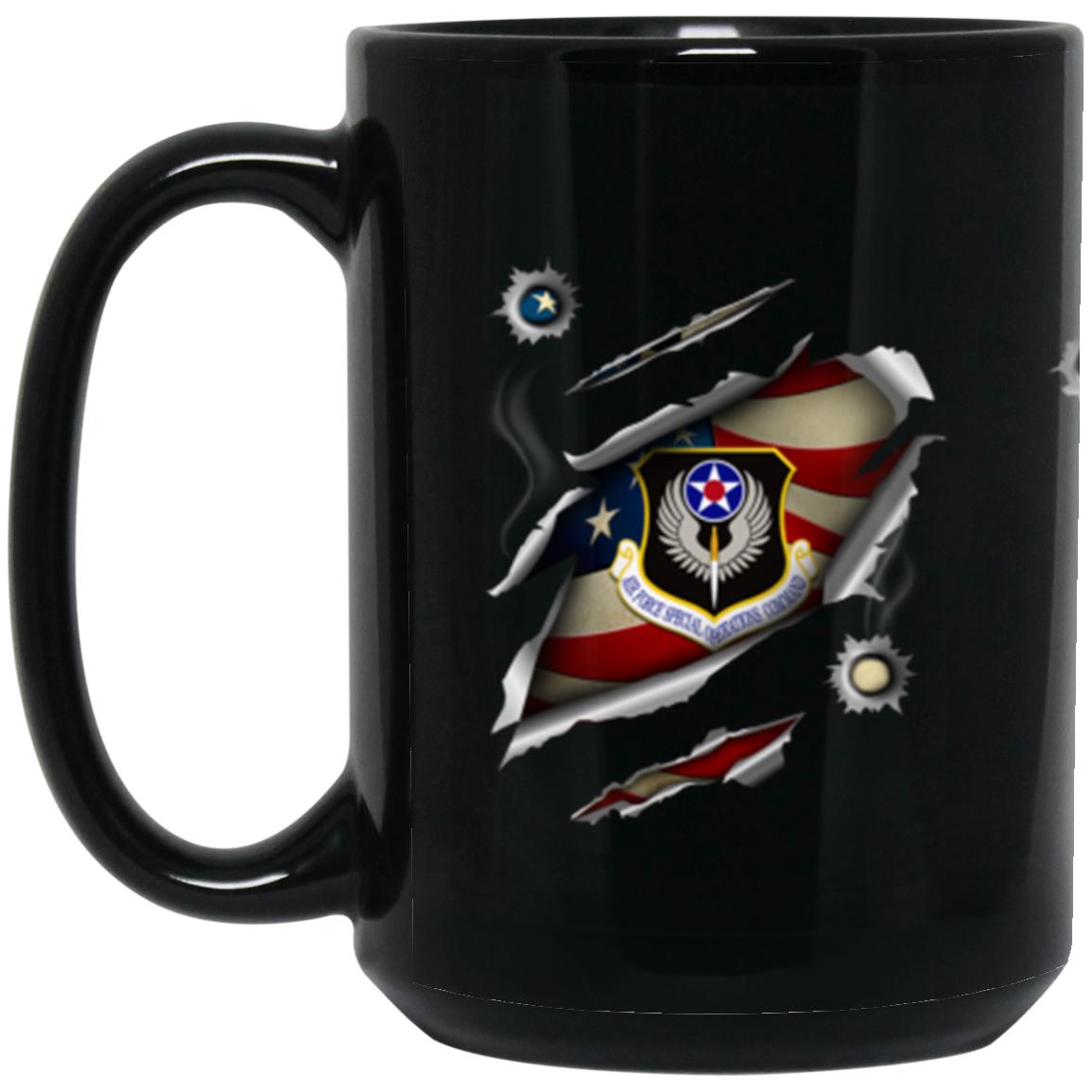 US Air Force Special Operations Command 3D Bullet Holes Effect 11oz - 15oz Black Mug