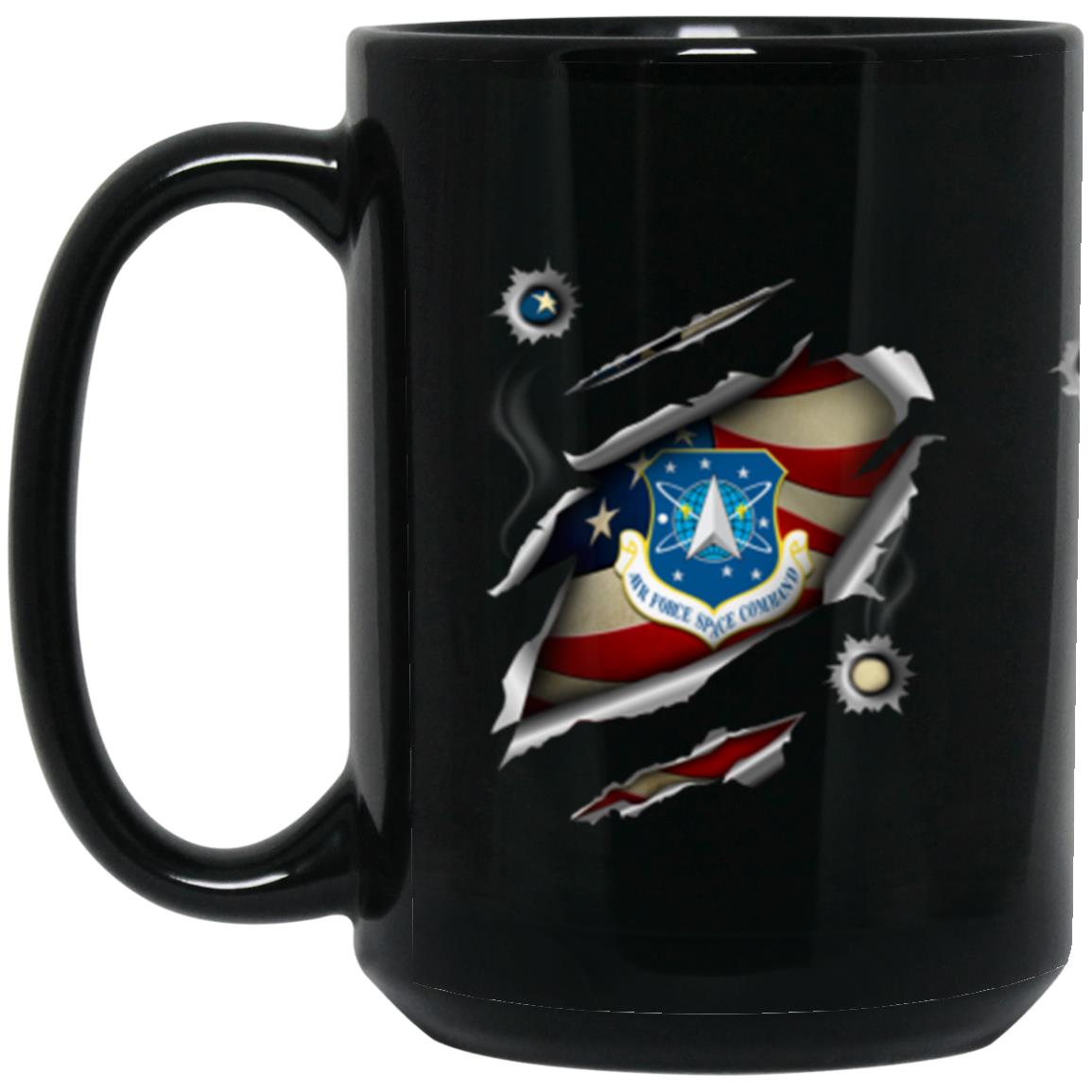 US Air Force Space Command 3D Bullet Holes Effect 11oz - 15oz Black Mug