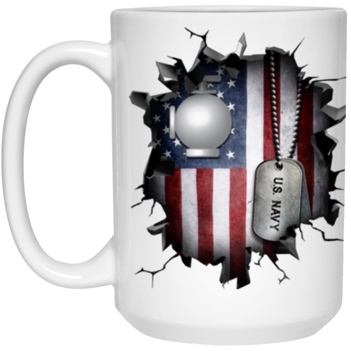 US Navy Utilitiesman Navy UT 3D Break Effect 11oz - 15oz White Mug