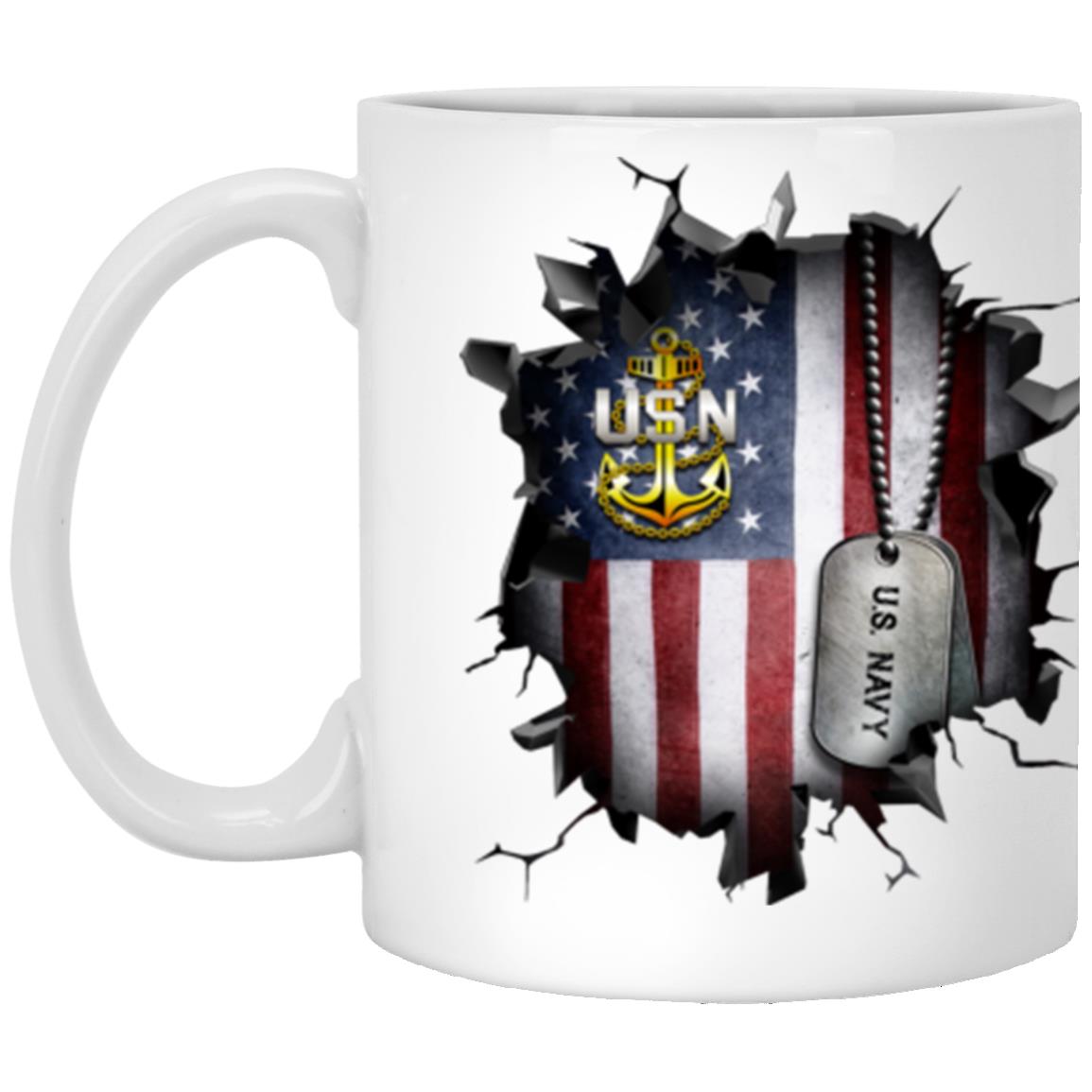 US Navy E-7 Chief Petty Officer E7 CPO Senior Noncommissioned Officer Collar Device 3D Break Effect Coffee Mug 11oz - 15oz White Mug