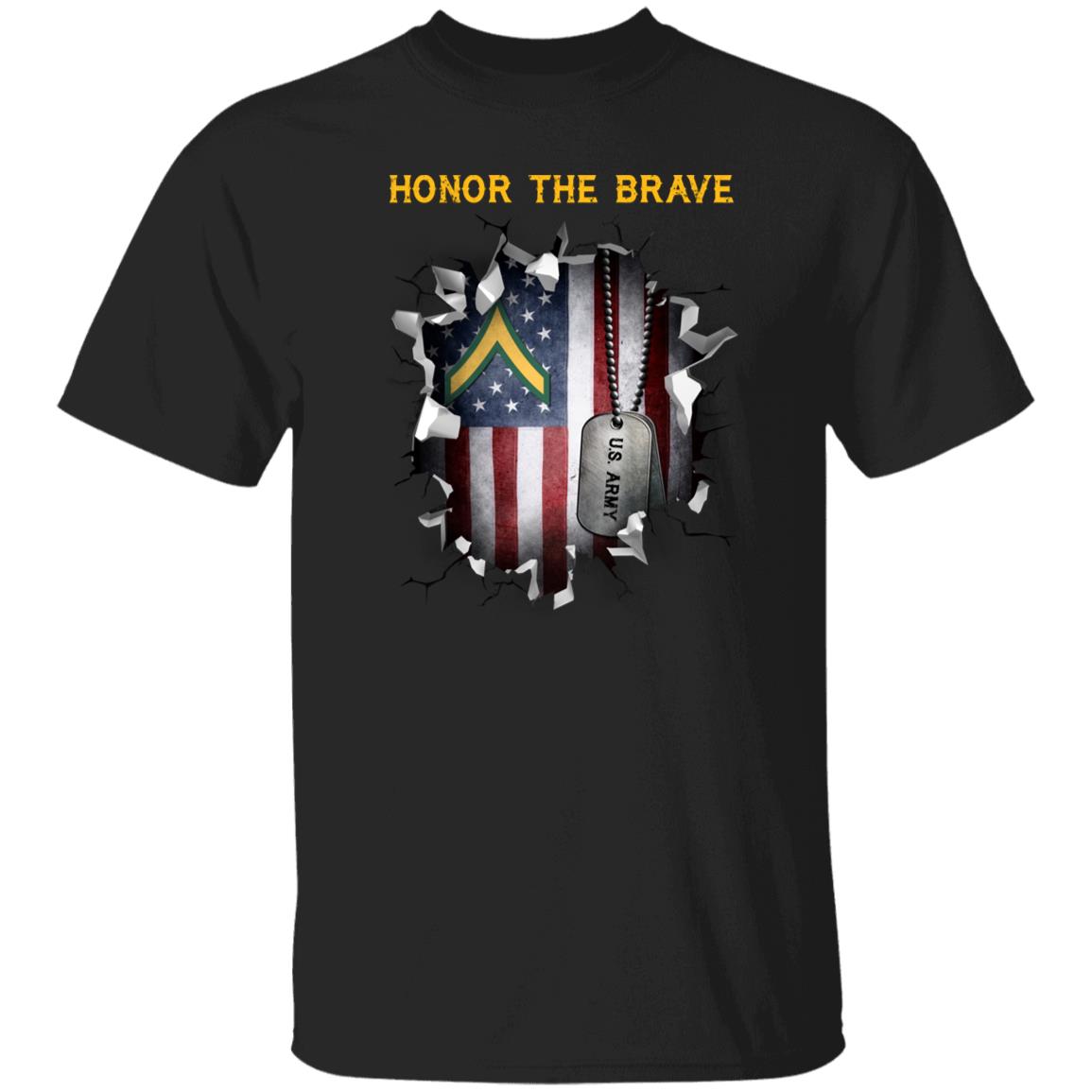 US Army E-2 PV2 E2 Private Second Class - Honor The Brave Front Shirt