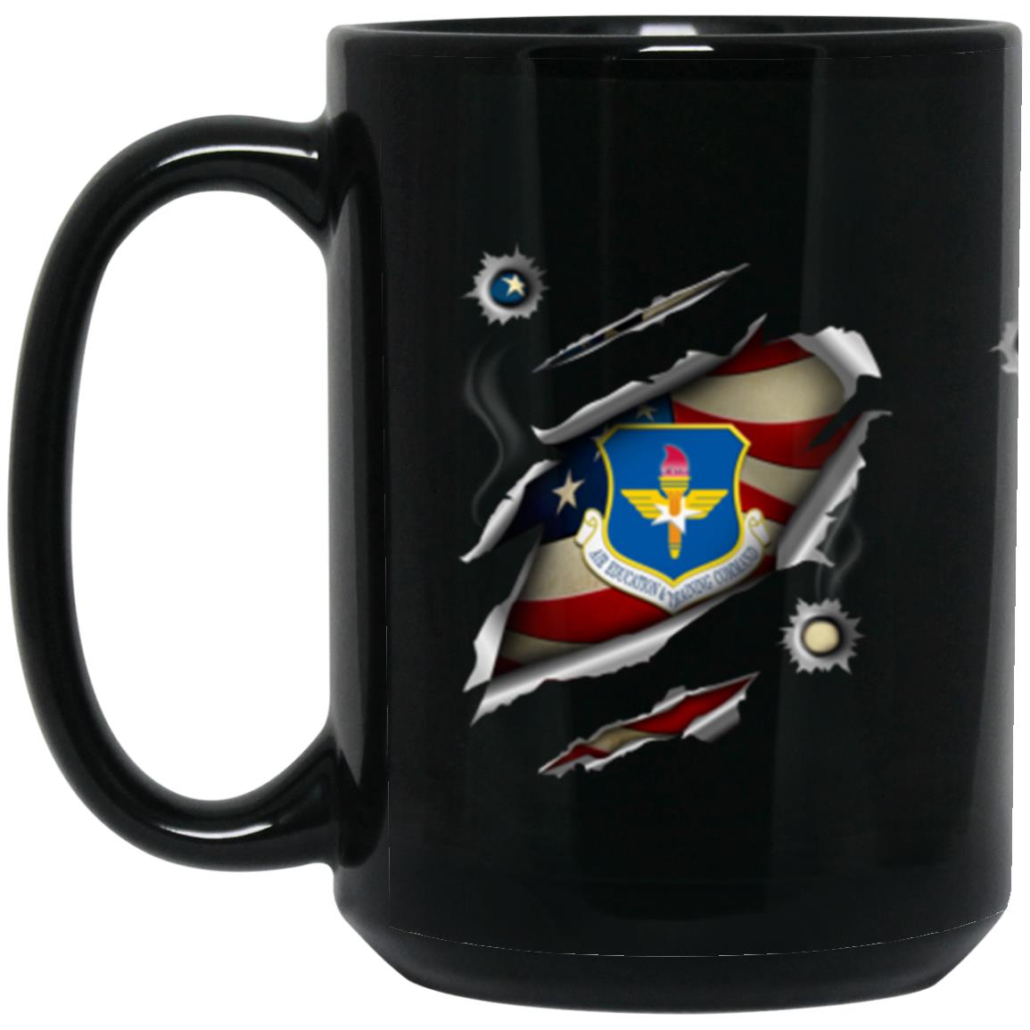 US Air Force Air Education and Training Command 3D Bullet Holes Effect 11oz - 15oz Black Mug