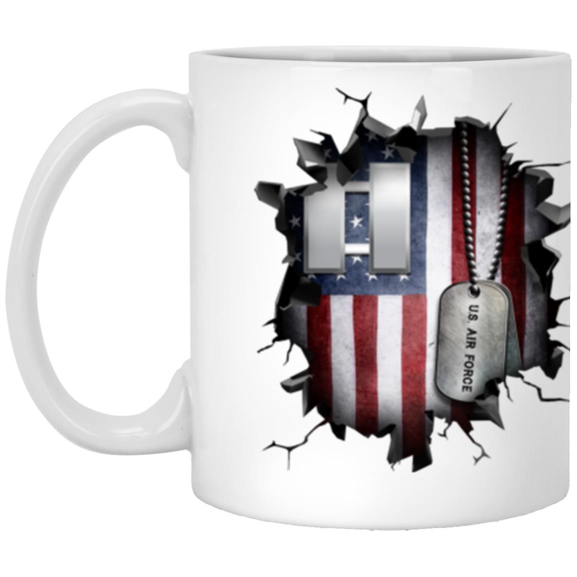 US Air Force O-3 Captain Capt O3 Commissioned Officer Ranks 3D Break Effect Coffee Mug 11oz - 15oz White Mug