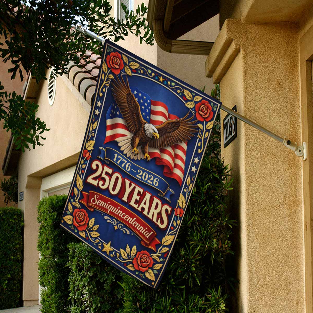 250 Years Semiquincentennial Patriotic House Flag USA Independence