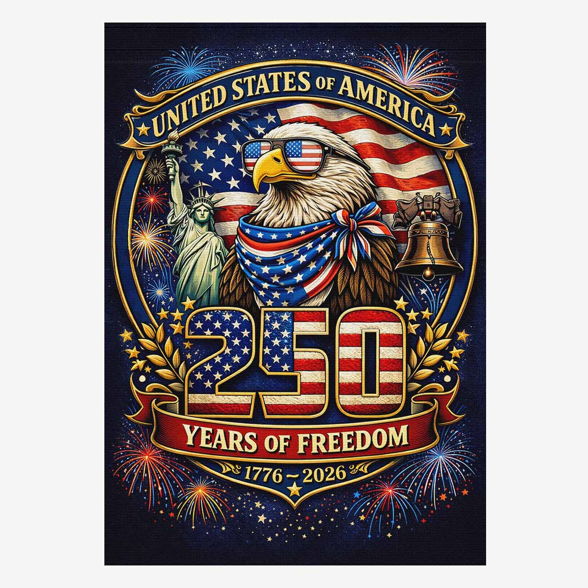 America 250 House Flag Patriotic Eagle 1776-2026 250 Years of Freedom USA Outdoor Flag