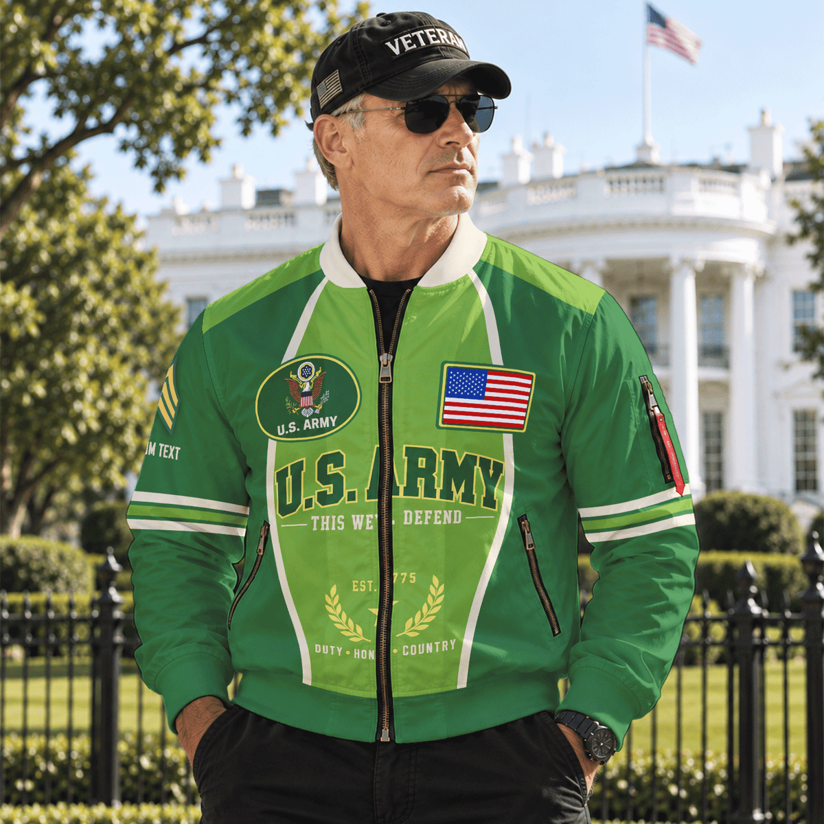 US. Army Jacket Personalized Rank Name All-Over Print Bomber