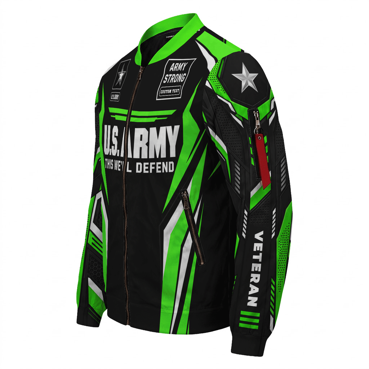 U.S. Army Custom Rank Bomber Jacket Personalized Veteran Service Apparel