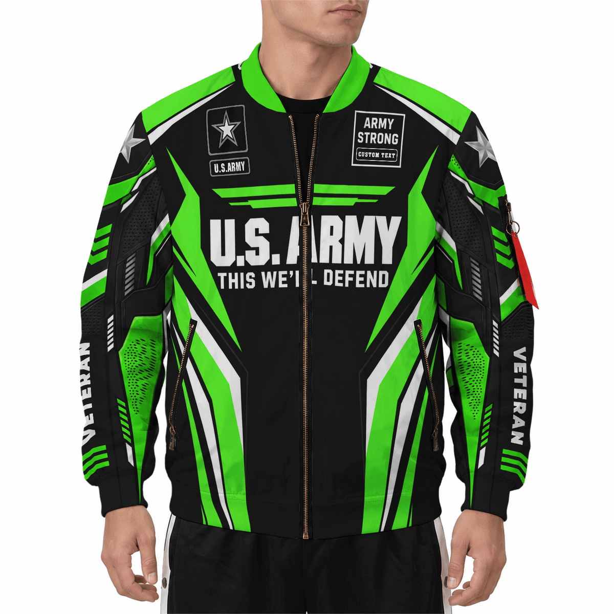 U.S. Army Custom Rank Bomber Jacket Personalized Veteran Service Apparel