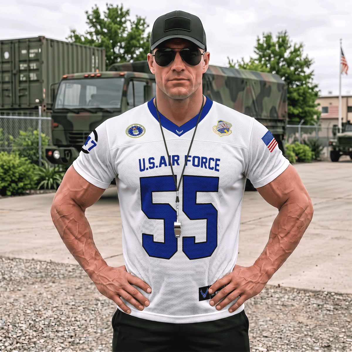Custom U.S. Air Force Sports Shirt Personalized Rank Text and Jersey Number