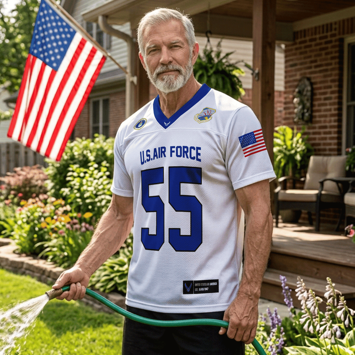 Custom U.S. Air Force Sports Shirt Personalized Rank Text and Jersey Number