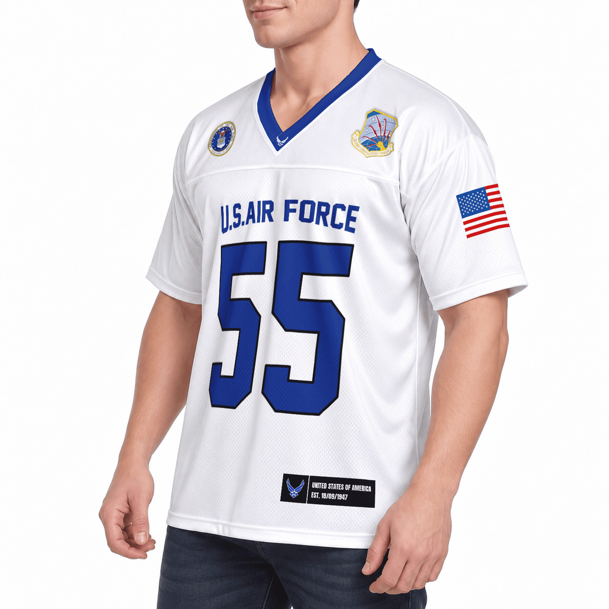 Custom U.S. Air Force Sports Shirt Personalized Rank Text and Jersey Number