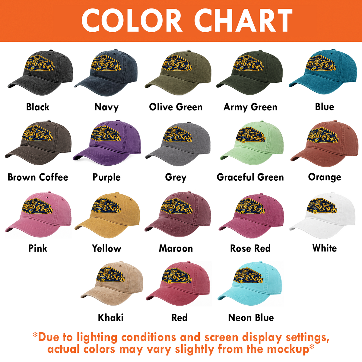 U.S. Navy Embroidered Hat Custom Rank and Personalized Text