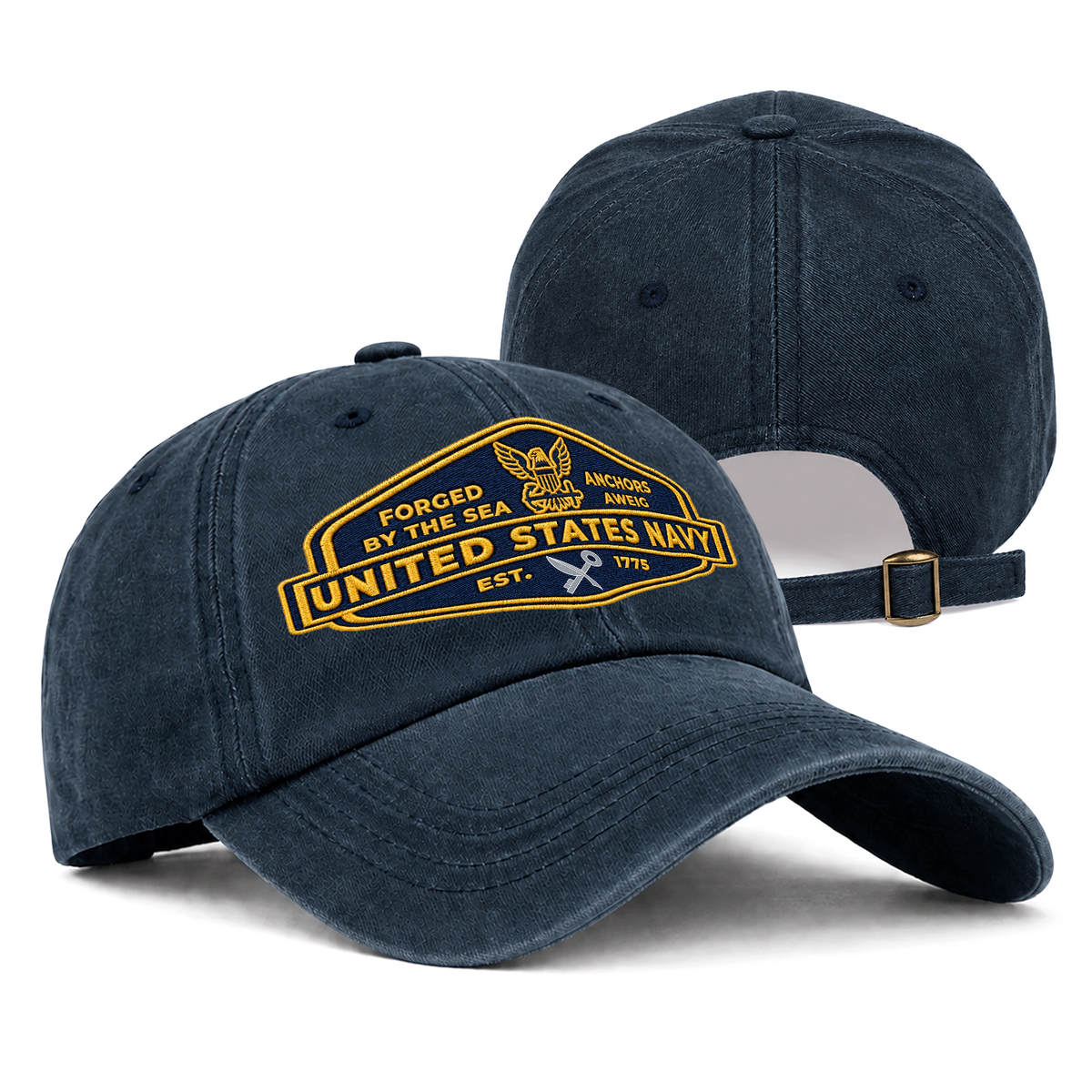 U.S. Navy Embroidered Hat Custom Rank and Personalized Text