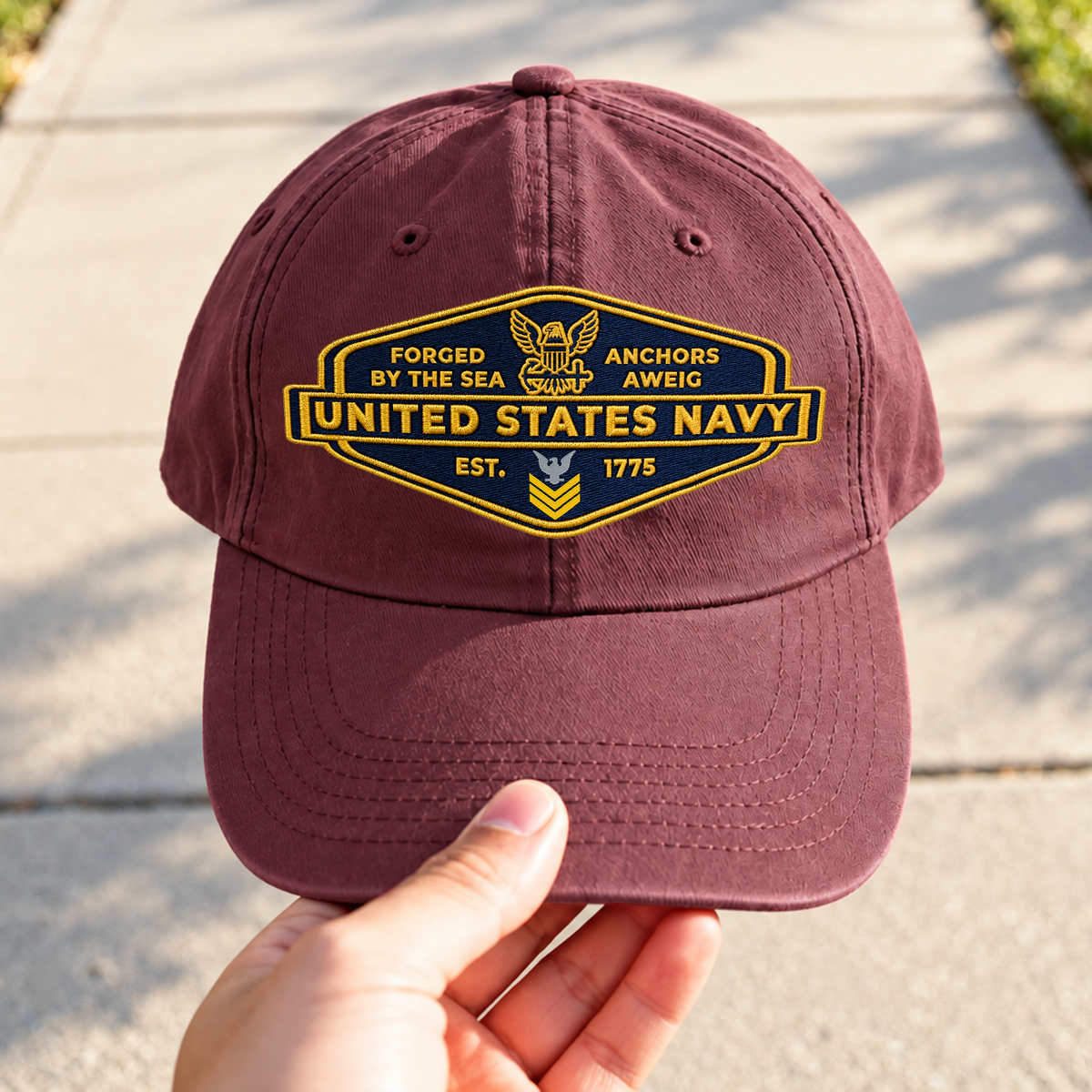 U.S. Navy Embroidered Hat Custom Rank and Personalized Text