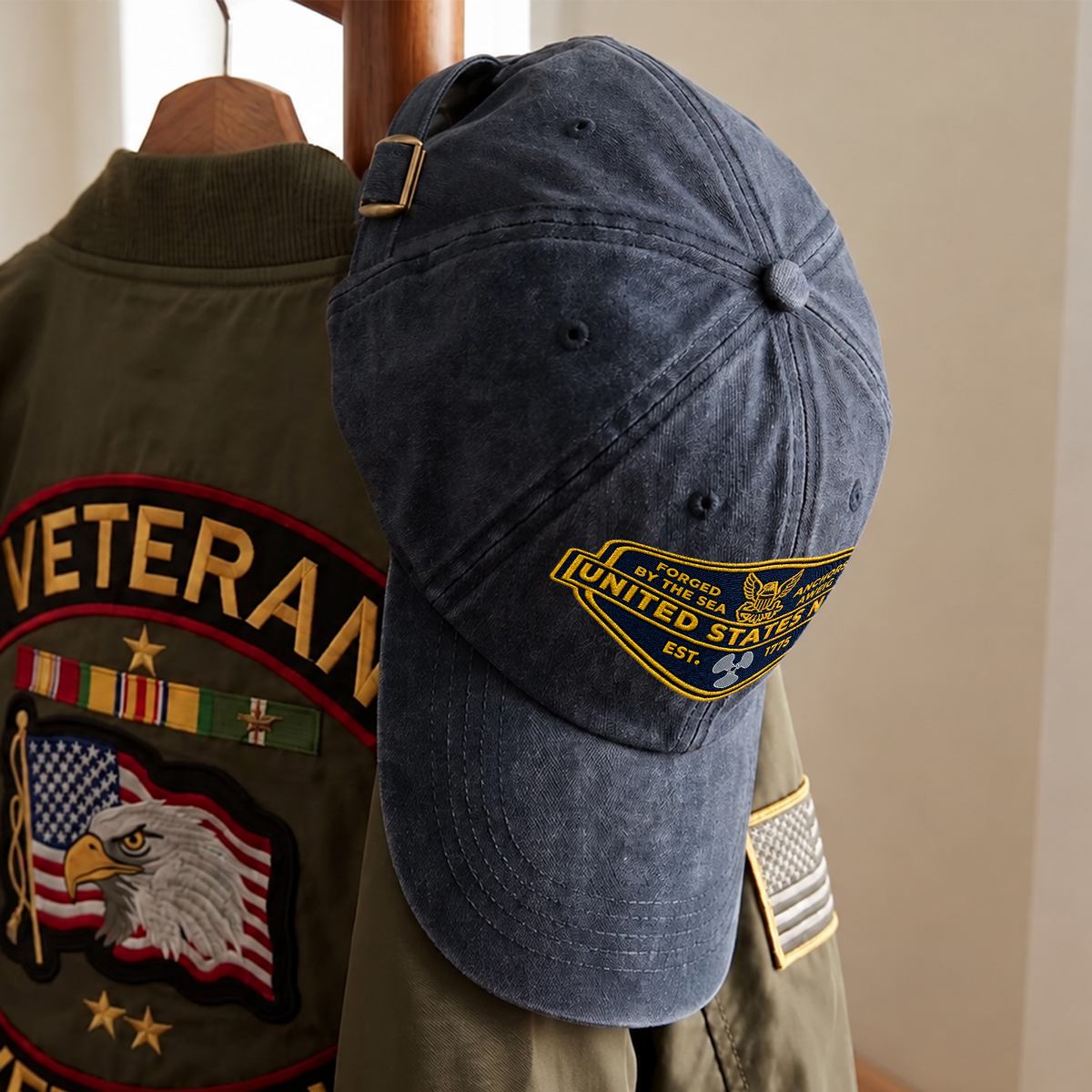 U.S. Navy Embroidered Hat Custom Rank and Personalized Text