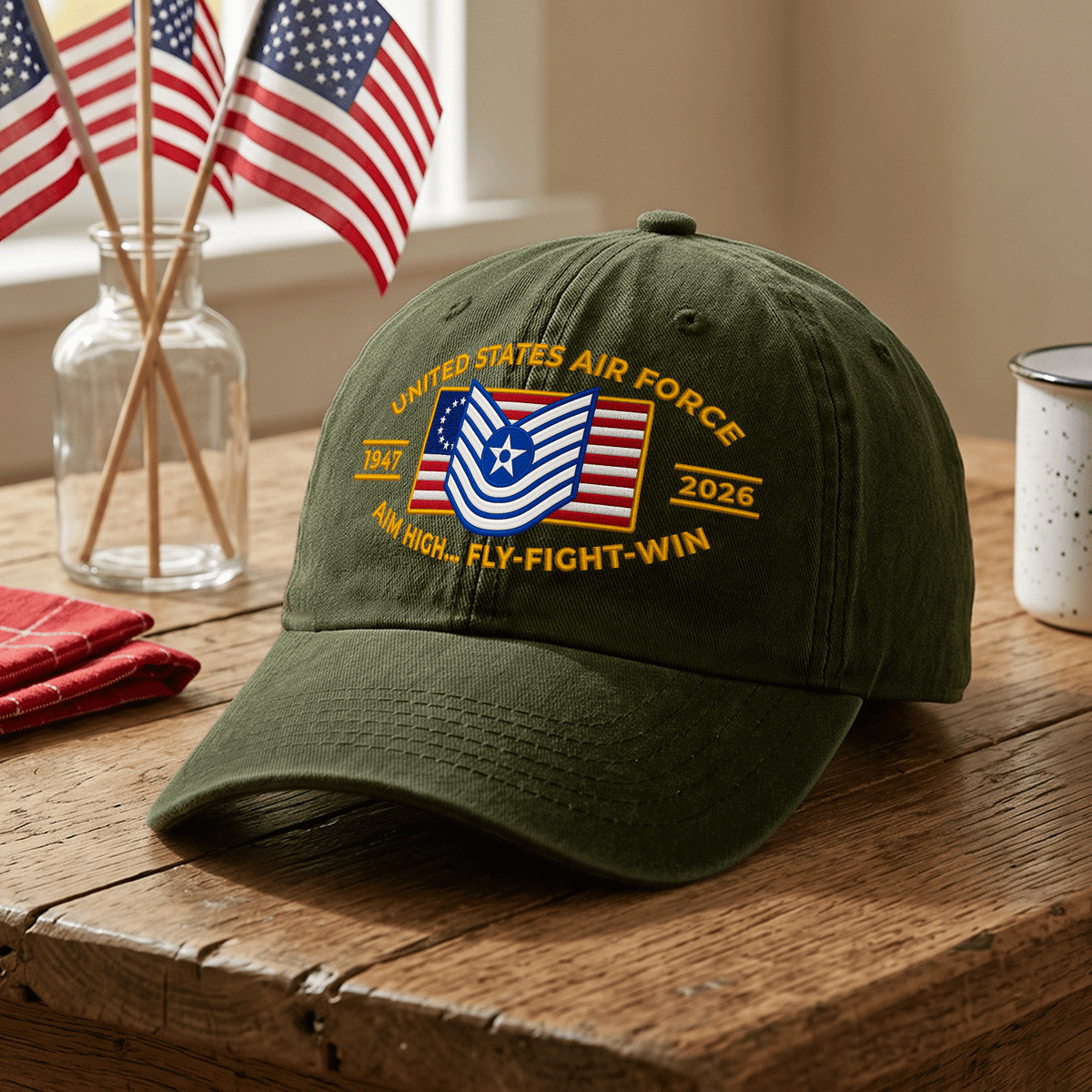 U.S. Air Force Embroidered Hat Custom Rank and Personalized Text