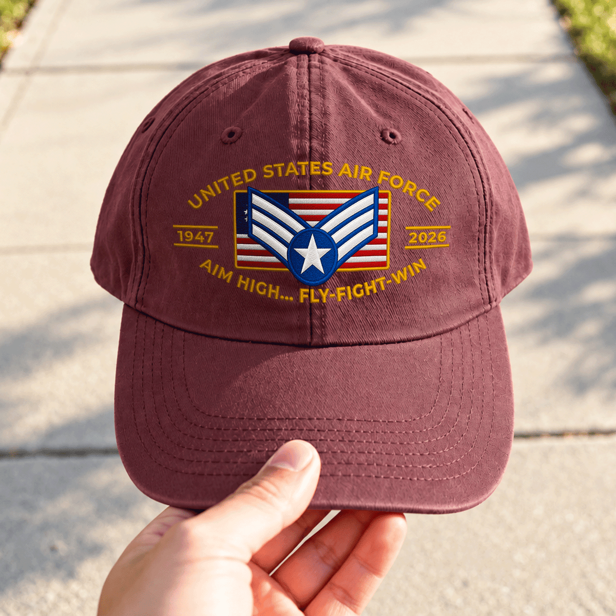 U.S. Air Force Embroidered Hat Custom Rank and Personalized Text