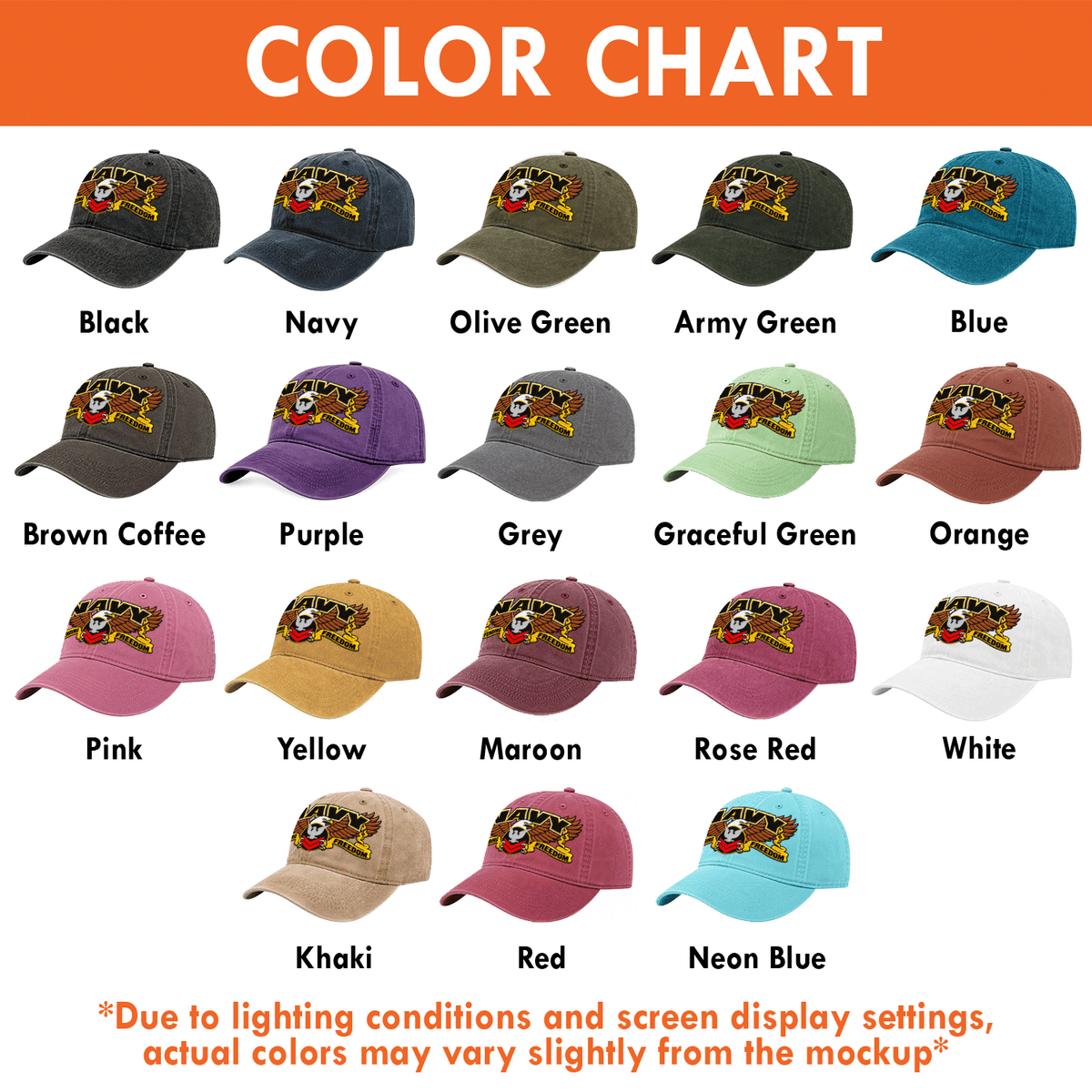Custom Navy Veteran Washed Cap Personalized Military Rank and Text