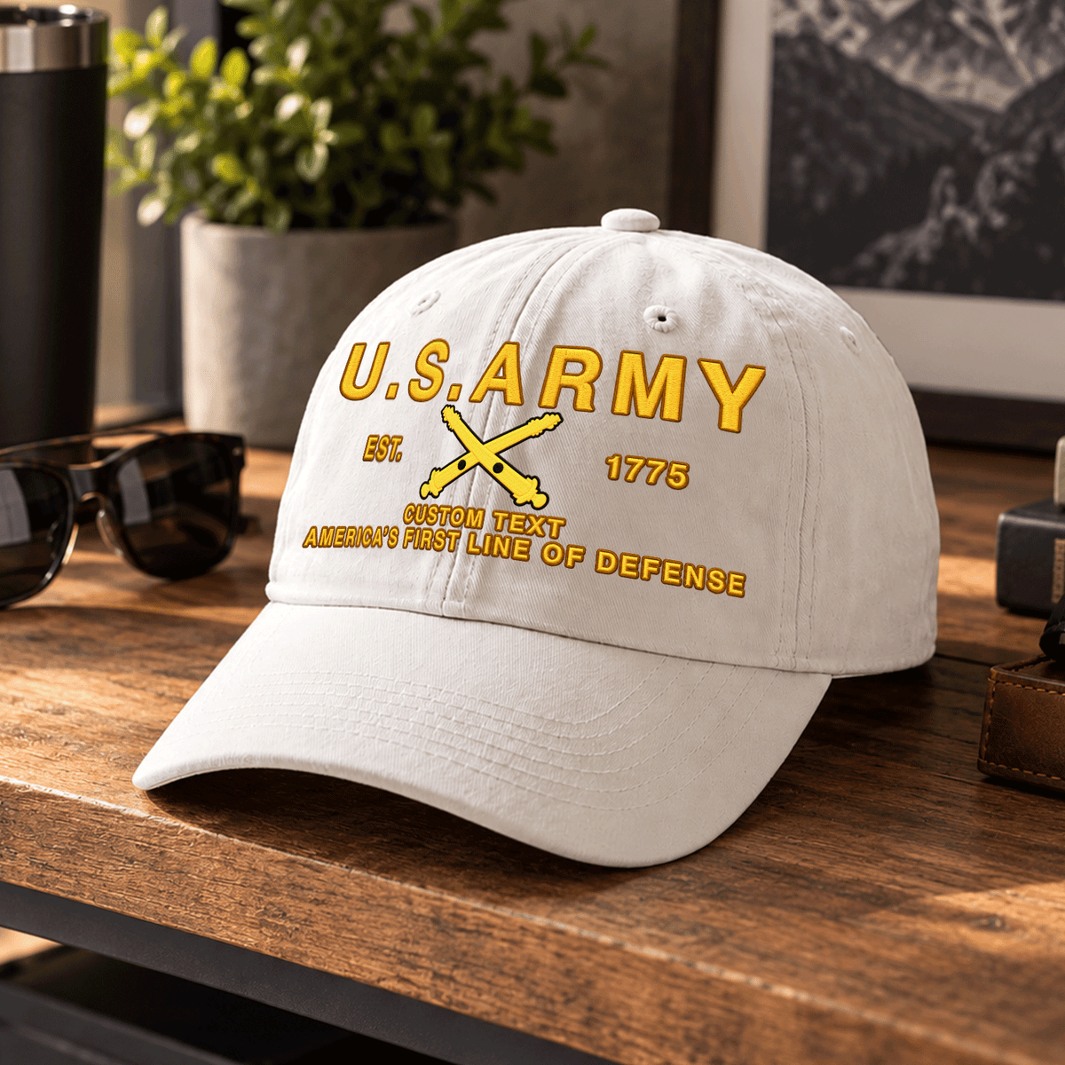 Custom U.S. Army Cotton Hat Personalized Rank and Name