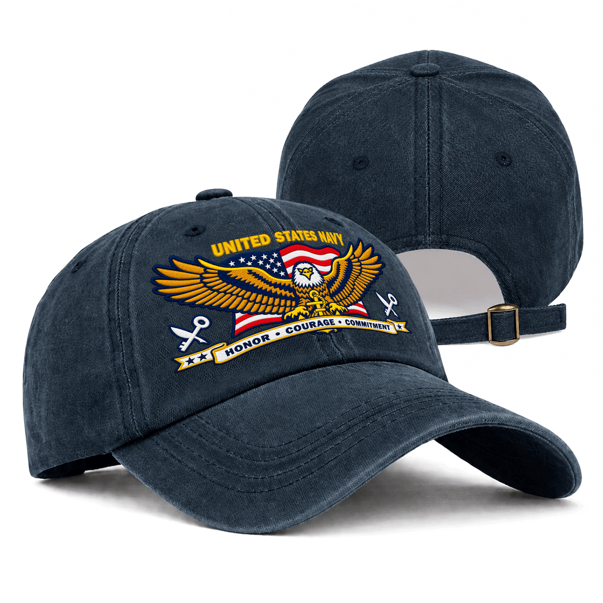 Personalized U.S. Navy Cotton Cap Custom Rank and Text