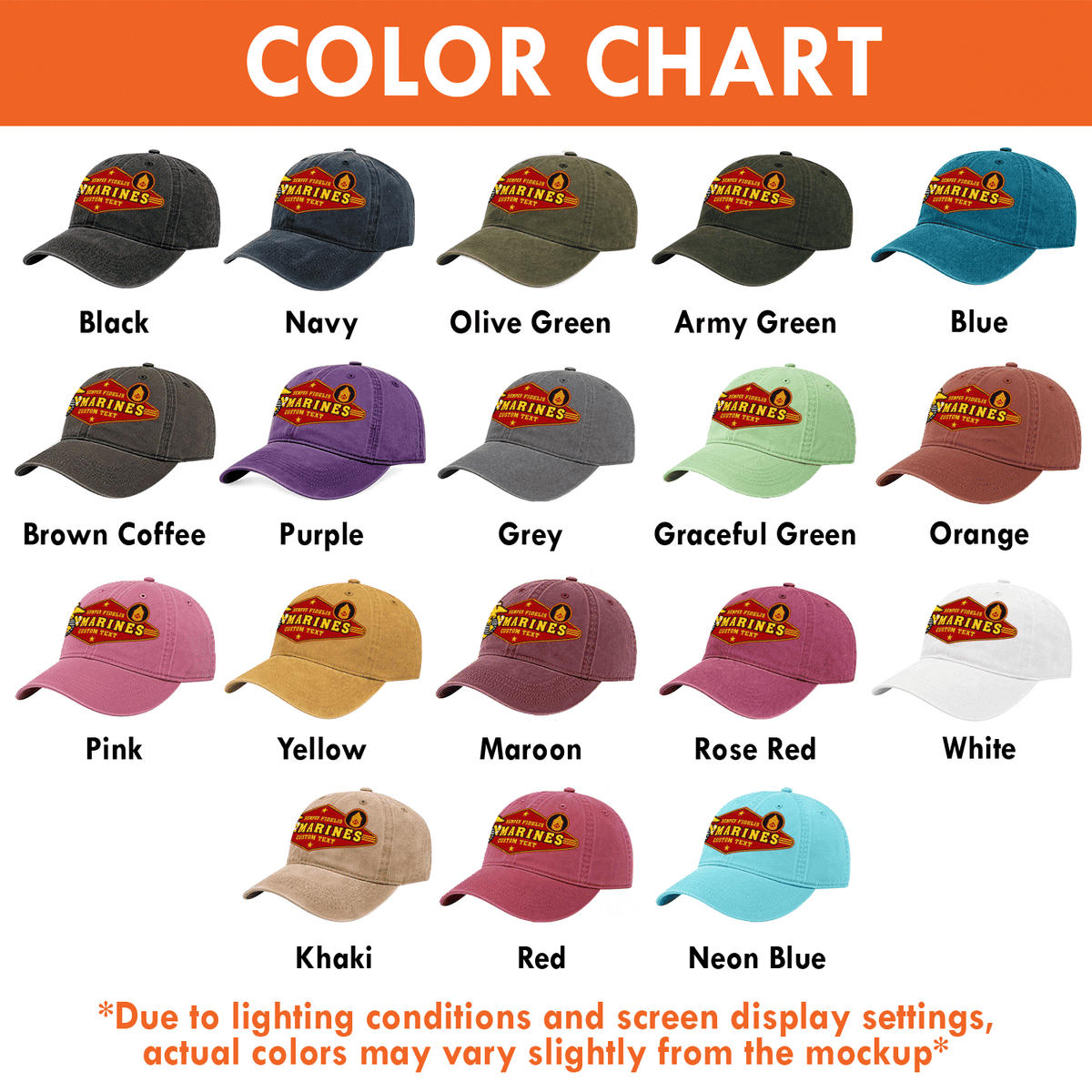 Custom U.S. Marine Corps Cotton Hat Personalized Rank and Name