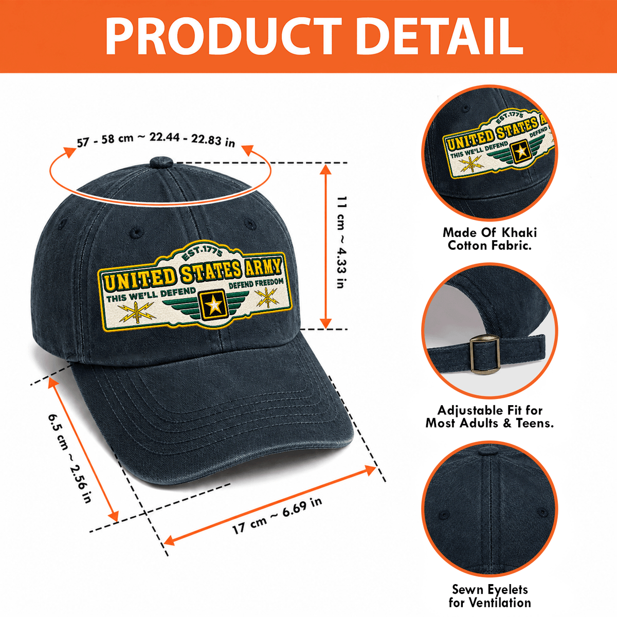 Personalized Army Veteran Hat Custom Rank and Text Embroidered Cap