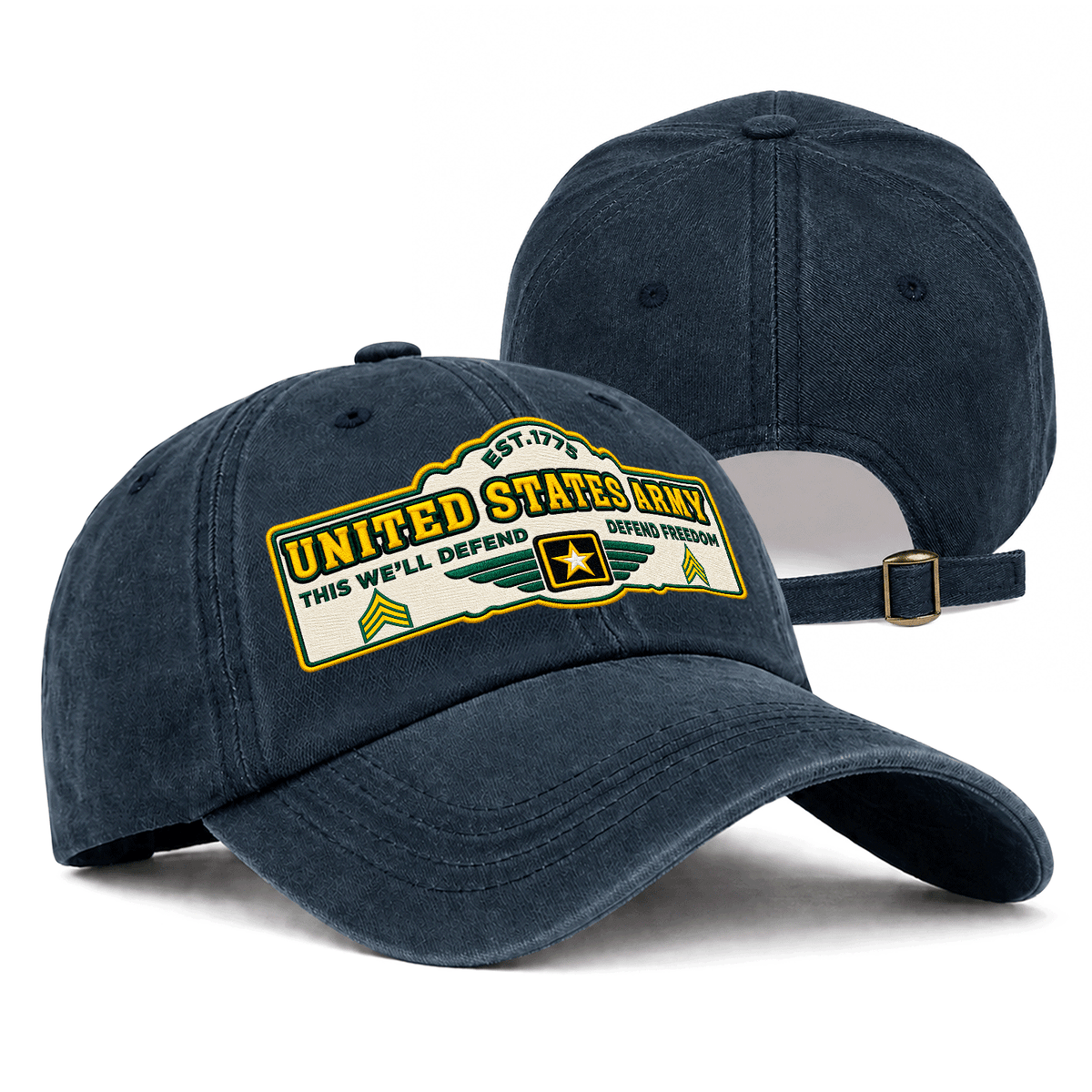 Personalized Army Veteran Hat Custom Rank and Text Embroidered Cap