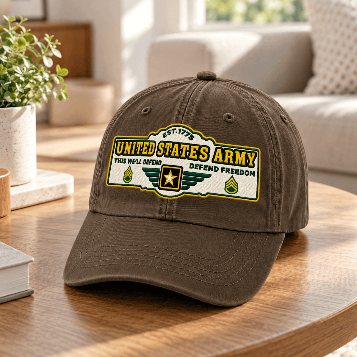 Personalized Army Veteran Hat Custom Rank and Text Embroidered Cap