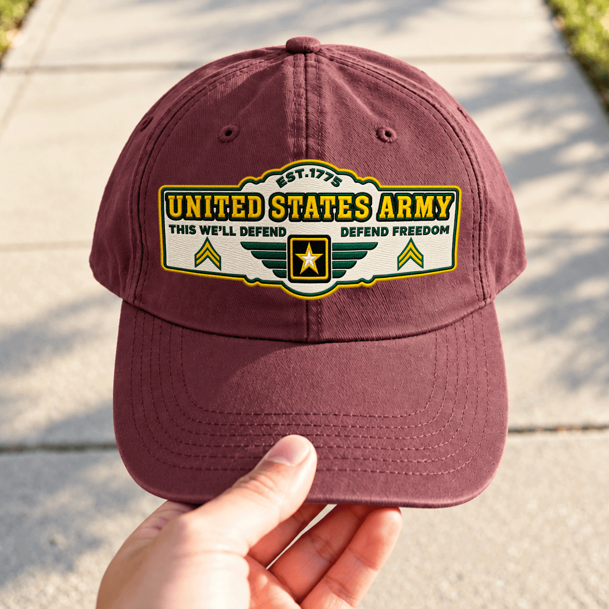 Personalized Army Veteran Hat Custom Rank and Text Embroidered Cap