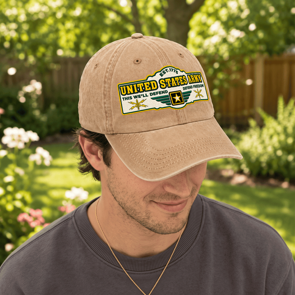 Personalized Army Veteran Hat Custom Rank and Text Embroidered Cap