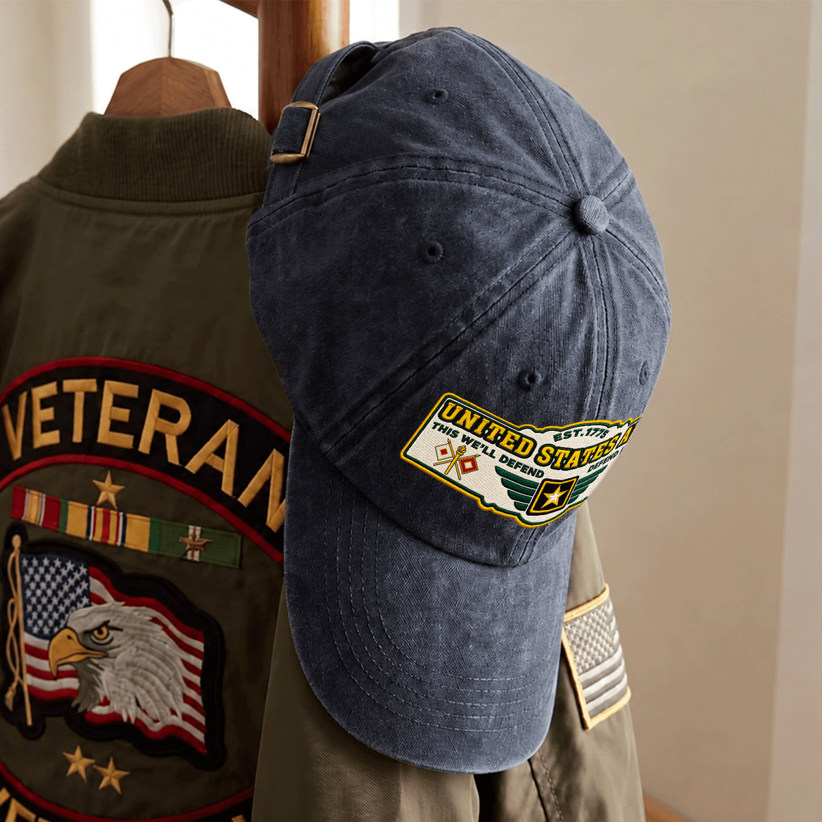 Personalized Army Veteran Hat Custom Rank and Text Embroidered Cap