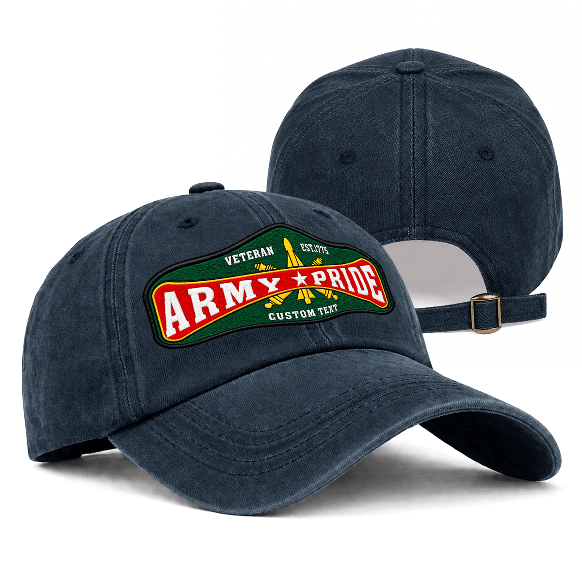 U.S. Army Embroidered Washed Hat Custom Military Rank and Text