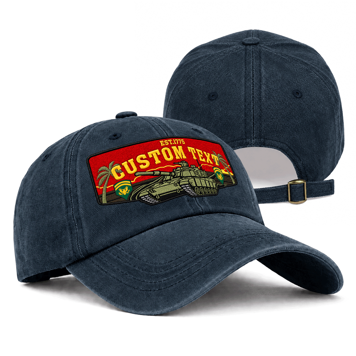 Custom Army Cotton Cap Personalized Rank and Custom Text Gift