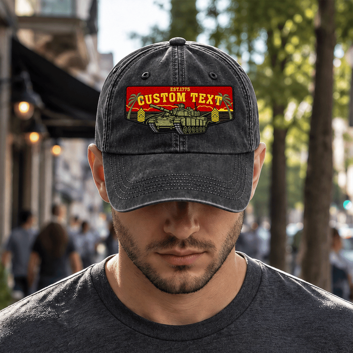 Custom Army Cotton Cap Personalized Rank and Custom Text Gift