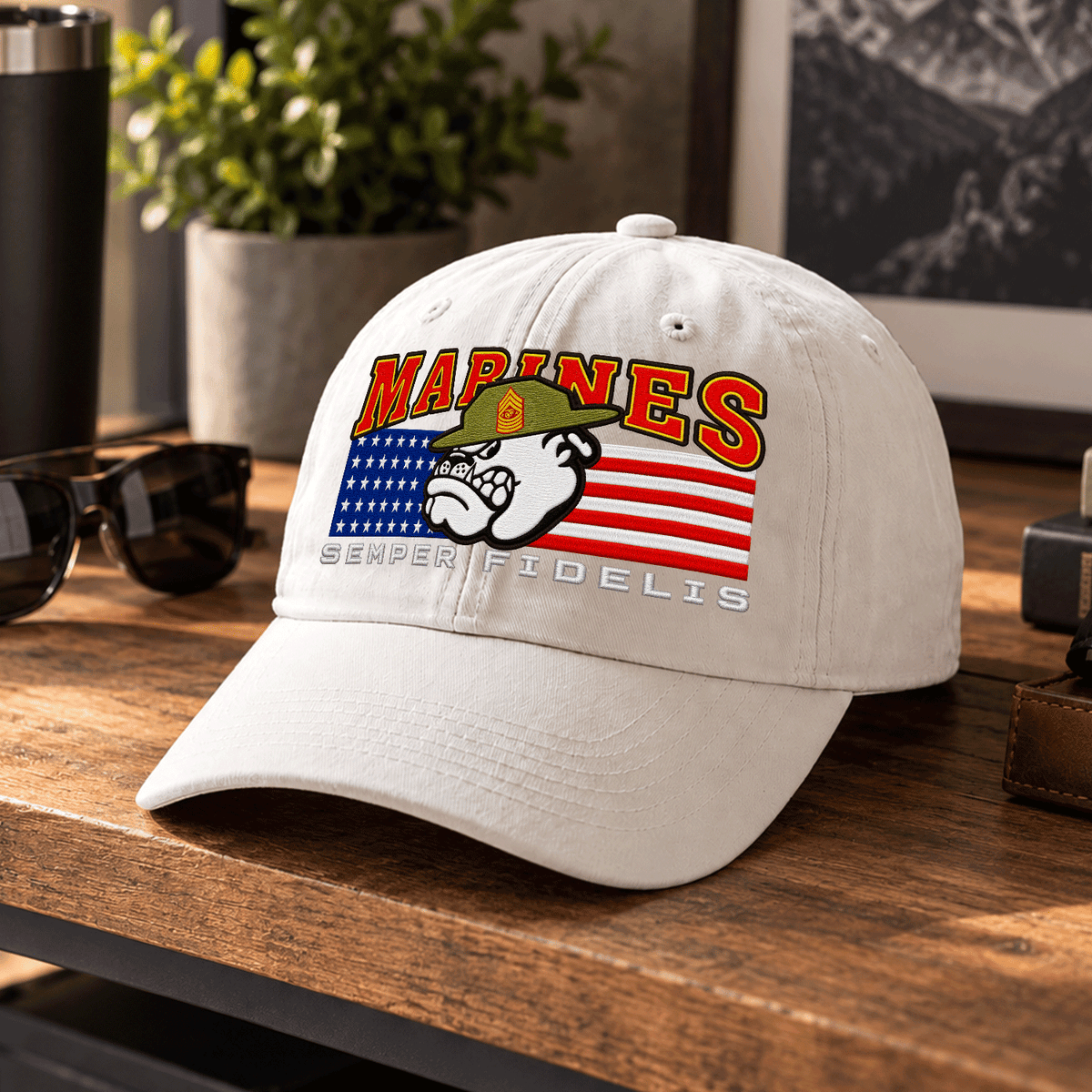 U.S. Marine Corps Embroidered Hat Custom Rank and Personalized Text