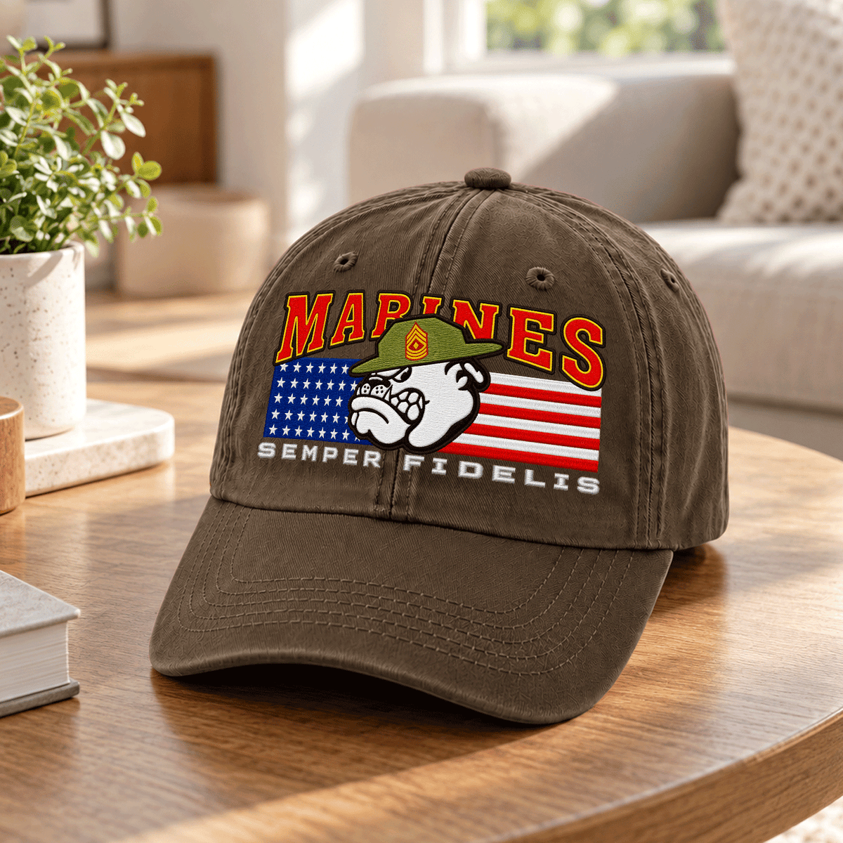 U.S. Marine Corps Embroidered Hat Custom Rank and Personalized Text