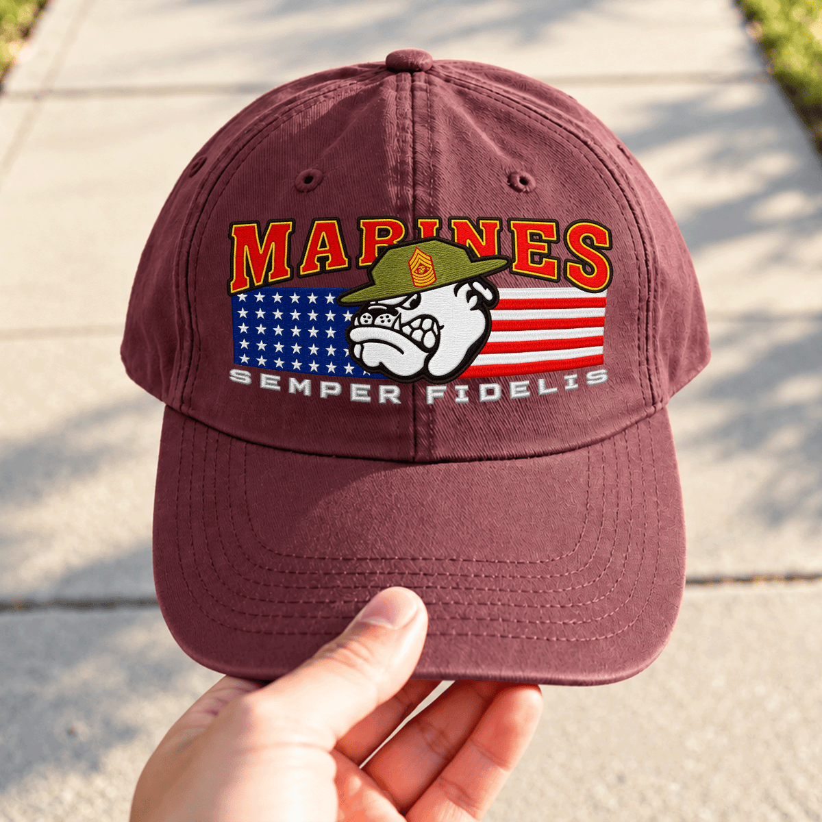 U.S. Marine Corps Embroidered Hat Custom Rank and Personalized Text