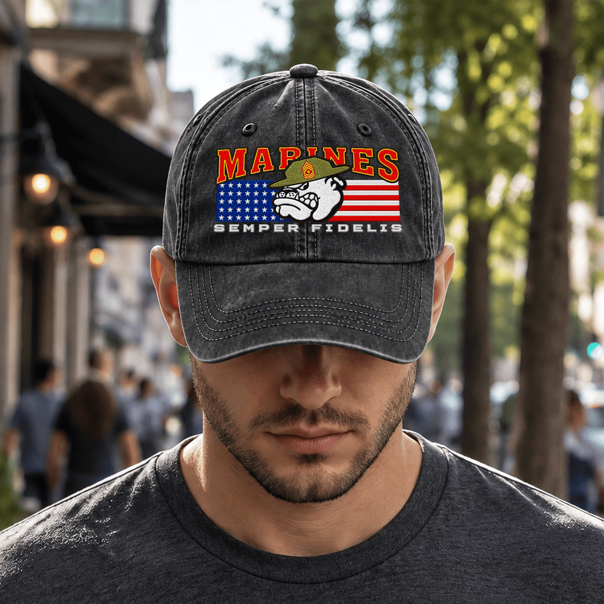 U.S. Marine Corps Embroidered Hat Custom Rank and Personalized Text