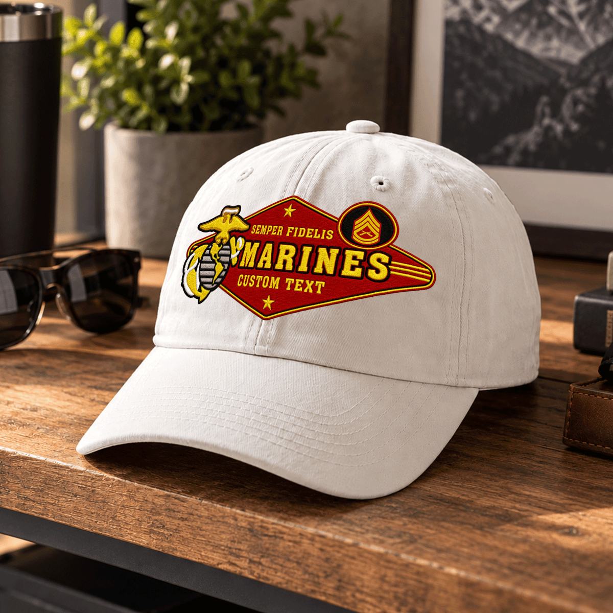 Custom U.S. Marine Corps Cotton Hat Personalized Rank and Name