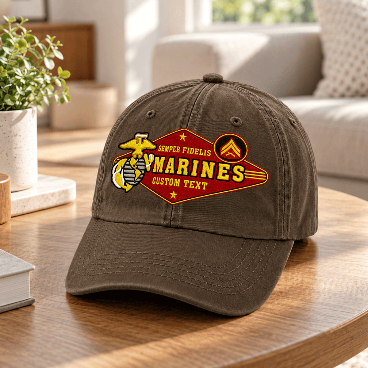 Custom U.S. Marine Corps Cotton Hat Personalized Rank and Name