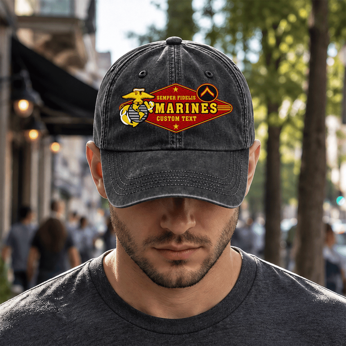 Custom U.S. Marine Corps Cotton Hat Personalized Rank and Name