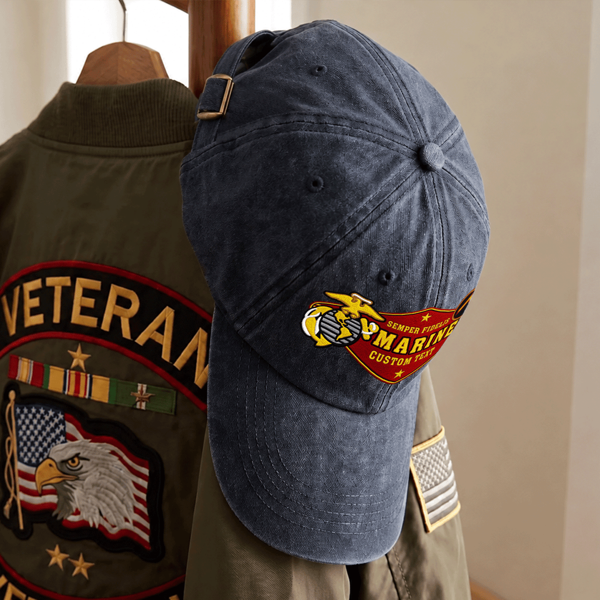 Custom U.S. Marine Corps Cotton Hat Personalized Rank and Name