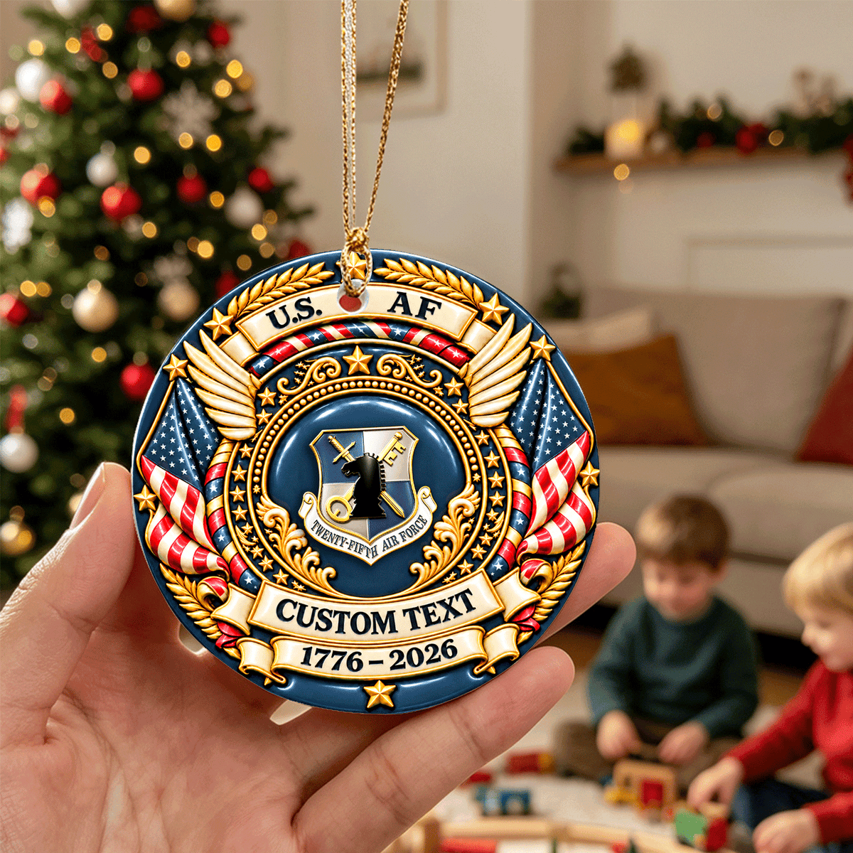 Custom Army Veteran Ceramic Ornament Personalized Rank and Text